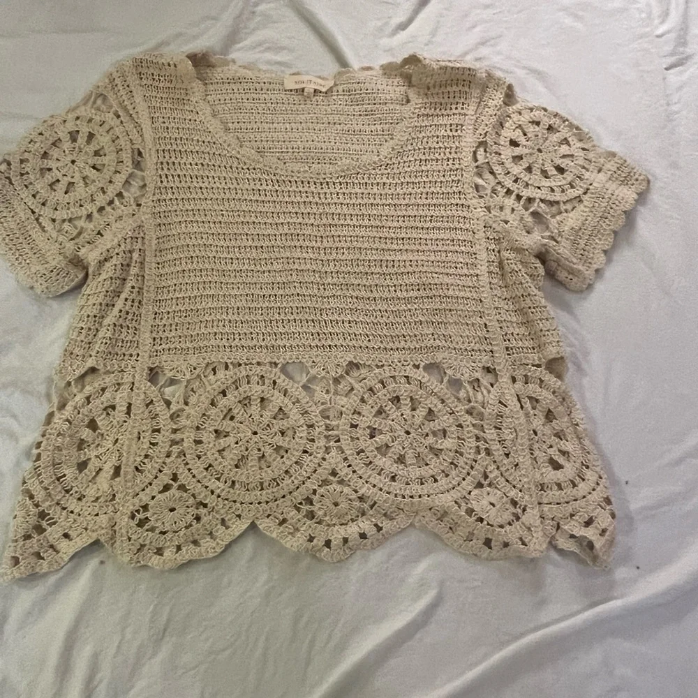 Bohemian Top & Pant Crochet Lace Pattern Set by Solitaire Size L, fits like M. - Picture 2 of 5
